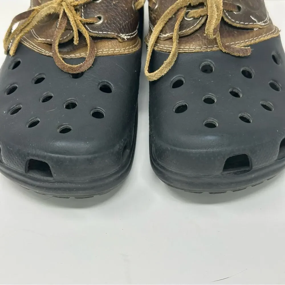 CROCS Men’s Pit Crew Boat Shoe - Black & Brown
